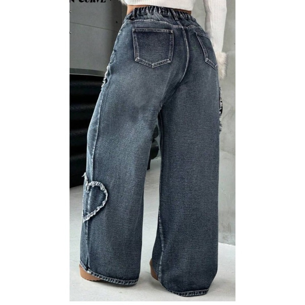 2 Pairs Shein Curve Women's Plus Size Blue Jeans - Stars, Hearts - Sz 6X (26) - Picture 2 of 4